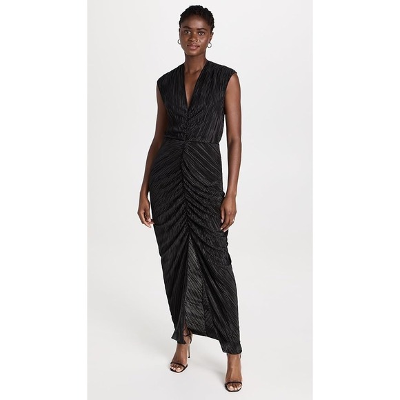 Good American Dresses & Skirts - GOOD‎ AMERICAN Black Always Fits Plisse Maxi Dress Pleated Ruched Size 3/4 L/XL